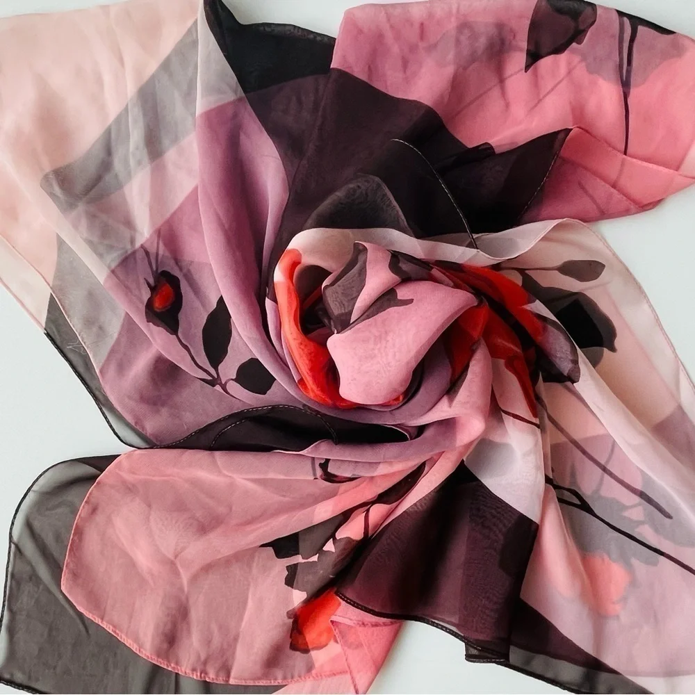 Cynthia Rowley Women's Pink Roses Scarf